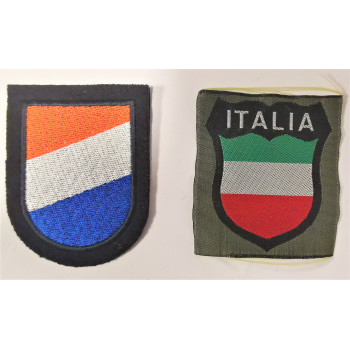 LOT DE 2 INSIGNES VOLONTAIRES NEERLANDAIS ET ITALIEN DANS L'ARMEE ALLEMANDE REPRODUCTION