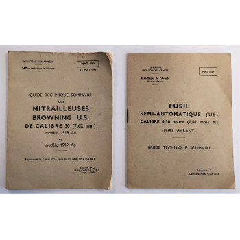 LOT DE 2 GUIDES TECHNIQUES MITRAILLEUSE BROWNING + US GARAND