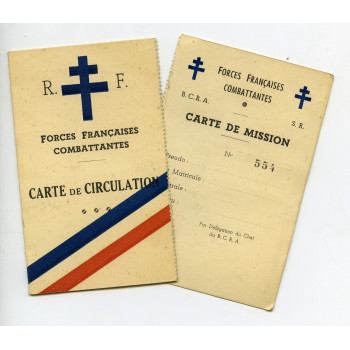 CARTES VIERGES POUR AGENT DU BCRA/SR FORCES FRANCAISES COMBATTANTES 1944