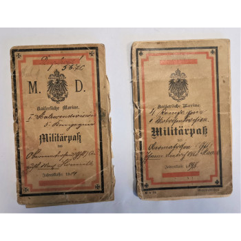 LOT DE 2 LIVRETS MILITAIRES DE LA KAISERLICHE MARINE MILITÄRPASS 1914-1918