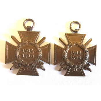 LOT DE 2 CROIX DES COMBATTANTS ALLEMANDS Ehrenkreuz für Frontkämpfer 1914-1918 RV25 PFORZHEIM C.TH.D